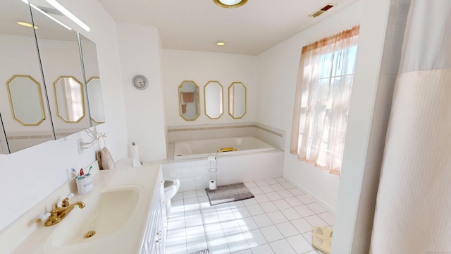 77 Bassett Rd, North Haven, CT 06473 - bathroom featuring tile patterned flooring, a bath, toilet, and vanity