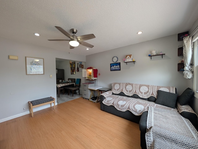 94 Canterbury Rd Unit D, Plainfield, CT 06374 - living area with wood finished floors, ceiling fan, recessed lighting, a textured ceiling, and an office area