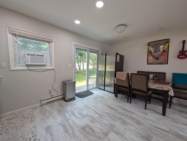 94 Canterbury Rd Unit D, Plainfield, CT 06374 - dining area featuring a baseboard heating unit, cooling unit, and recessed lighting