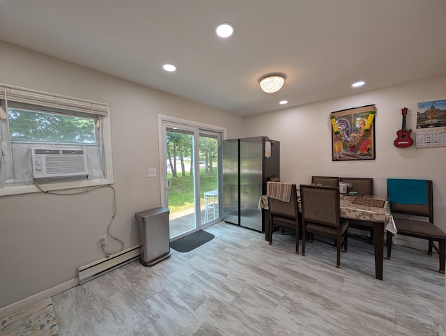94 Canterbury Rd Unit D, Plainfield, CT 06374 - dining area with a baseboard radiator, recessed lighting, and cooling unit