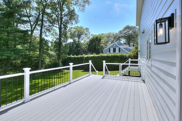 59 Thornhill Rd, Fairfield, CT 06824 - wooden deck with a yard