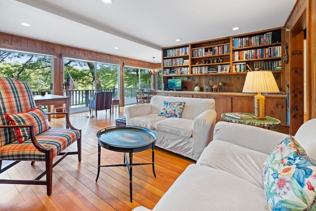 159 Mountain Rd, Ridgefield, CT 06877 - living area with recessed lighting and hardwood / wood-style flooring