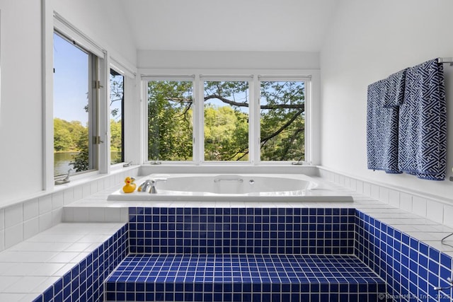 159 Mountain Rd, Ridgefield, CT 06877 - bathroom featuring lofted ceiling and a bath
