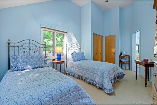 159 Mountain Rd, Ridgefield, CT 06877 - bedroom featuring carpet flooring and high vaulted ceiling