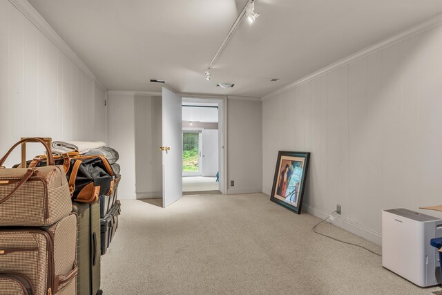 15 Hallsey Ln, Woodbridge, CT 06525 - living area with rail lighting, crown molding, and light colored carpet