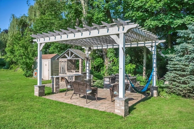 6 Victoria Rd, Portland, CT 06480 - view of patio with a pergola and a storage unit