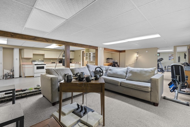 7 Lorma Ave, Trumbull, CT 06611 - living area with a drop ceiling and light colored carpet