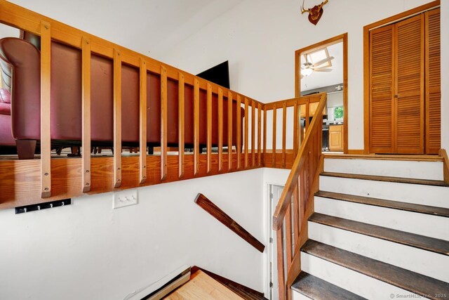 18 Robbie Rd, East Haddam, CT 06469 - stairs with a ceiling fan