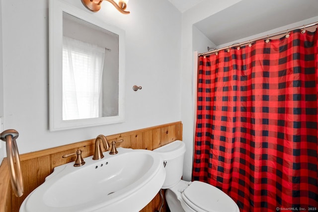 18 Robbie Rd, East Haddam, CT 06469 - bathroom with a sink, toilet, and a shower with shower curtain