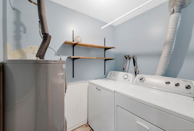 18 Robbie Rd, East Haddam, CT 06469 - laundry room featuring water heater and separate washer and dryer