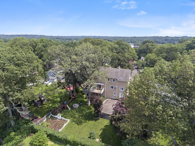 42 Woodledge Rd, Stamford, CT 06907 - aerial overview of property's location featuring a heavily wooded area