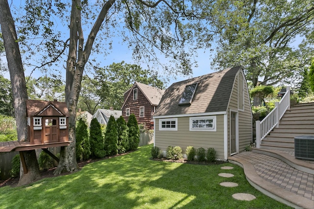 42 Woodledge Rd, Stamford, CT 06907 - view of yard with stairs and a storage shed