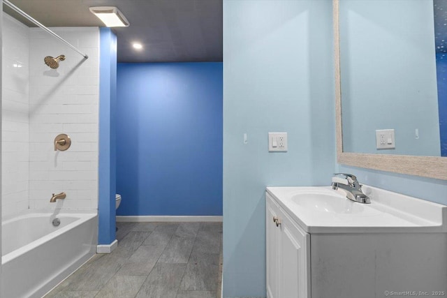 1 Front St Unit 204, New Haven, CT 06513 - bathroom with toilet, vanity, bathing tub / shower combination, tile patterned floors, and baseboards
