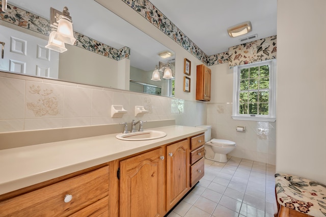87 Falcon Crest Rd, Middlebury, CT 06762 - bathroom with tile walls, tile patterned flooring, and vanity