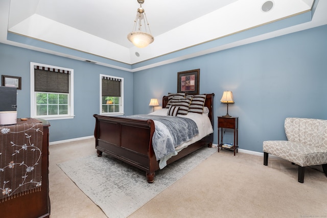 3580 Phelps Rd, Suffield, CT 06093 - carpeted bedroom featuring a tray ceiling and baseboards