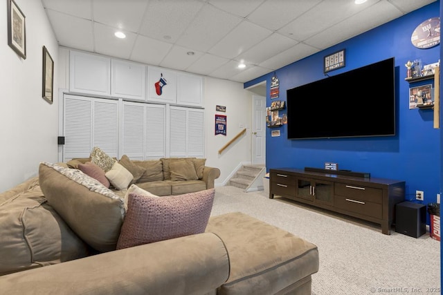 17 Raven Crest Dr, Bethel, CT 06801 - carpeted living area featuring a drop ceiling and recessed lighting