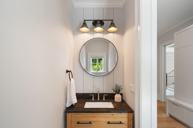 300 Hollow Tree Ridge Rd, Darien, CT 06820 - bathroom featuring vanity and crown molding