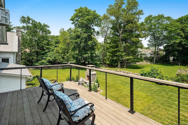 300 Hollow Tree Ridge Rd, Darien, CT 06820 - wooden terrace with a lawn