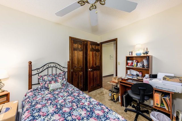 34 Cedar Rock Rd, Woodbridge, CT 06525 - bedroom with light carpet, an office area, and ceiling fan