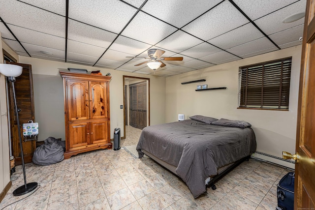 34 Cedar Rock Rd, Woodbridge, CT 06525 - bedroom featuring a baseboard heating unit and a drop ceiling