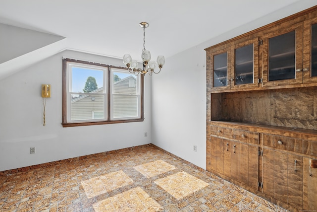 24 Goff St, Waterbury, CT 06704 - unfurnished dining area featuring a chandelier and lofted ceiling