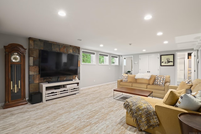 99 High Ridge Rd, Pound Ridge, NY 10576 - living room featuring recessed lighting, baseboards, and wood finished floors