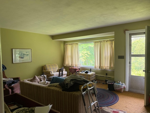 789 Tuttle Ave, Hamden, CT 06518 - carpeted living area with plenty of natural light and a baseboard radiator