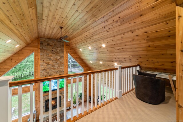 732 Hulls Hill Rd, Southbury, CT 06488 - unfurnished room with wood ceiling, vaulted ceiling, a ceiling fan, and recessed lighting