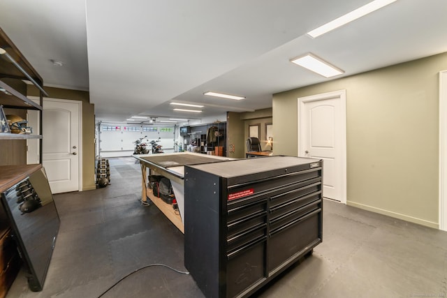 732 Hulls Hill Rd, Southbury, CT 06488 - kitchen with a kitchen island, baseboards, and open floor plan