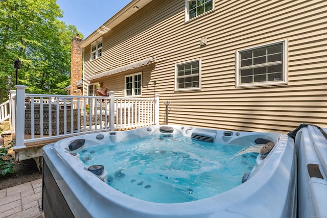 1382 Cedar Swamp Rd, Coventry, CT 06238 - view of pool with a hot tub and a wooden deck