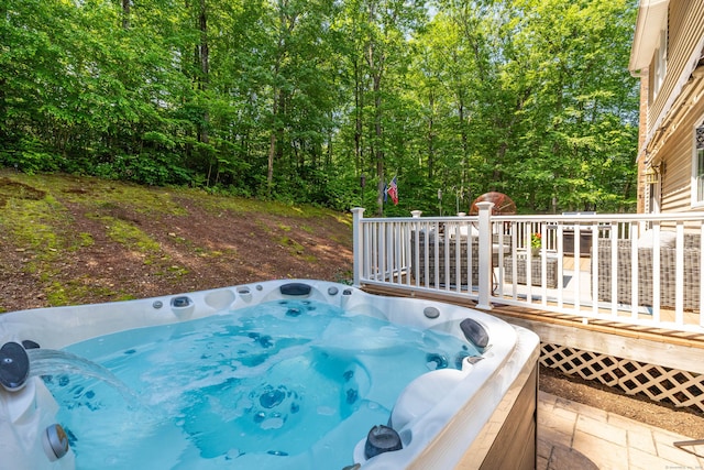 1382 Cedar Swamp Rd, Coventry, CT 06238 - wooden deck featuring a hot tub