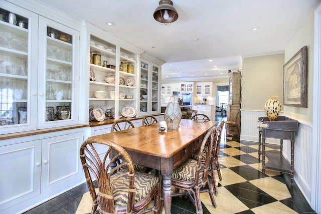 2683 Bronson Rd, Fairfield, CT 06824 - dining room with wainscoting and recessed lighting