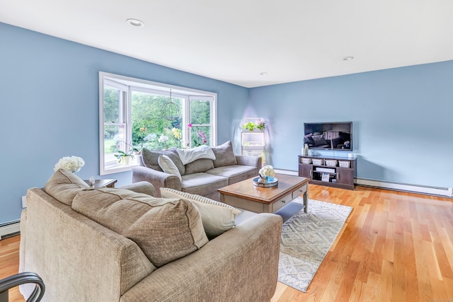 175 Cross Hill Rd, Monroe, CT 06468 - living room featuring baseboard heating and light wood-style flooring