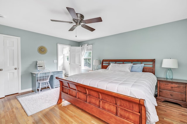 175 Cross Hill Rd, Monroe, CT 06468 - bedroom with light wood-style flooring, baseboards, and ceiling fan