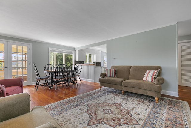 290 Neck Rd, Madison, CT 06443 - living area featuring wood finished floors, french doors, and baseboards