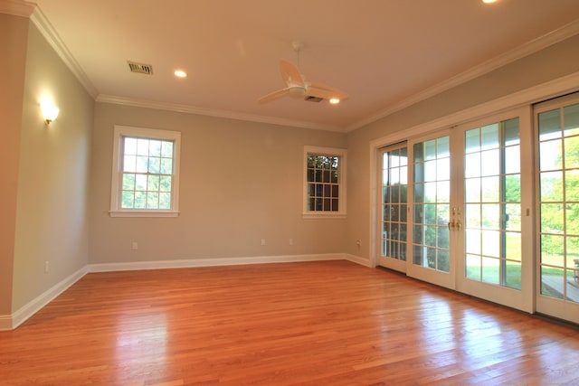 11 Pheasant Ridge Rd, Newtown, CT 06470 - unfurnished room with light wood finished floors, ceiling fan, crown molding, and recessed lighting
