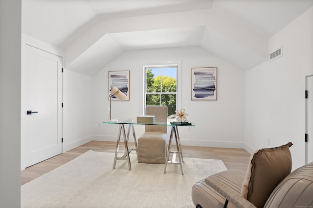 26 Homestead Ln Unit A, Greenwich, CT 06831 - office space featuring light wood-style floors, vaulted ceiling, and baseboards