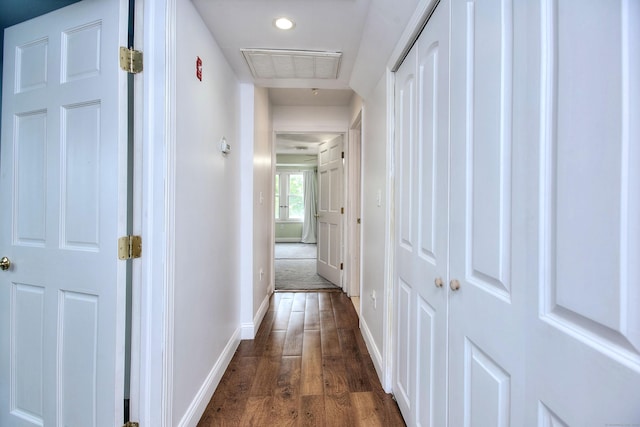 100 Union Ave, West Haven, CT 06516 - corridor featuring baseboards, dark wood-style flooring, and recessed lighting