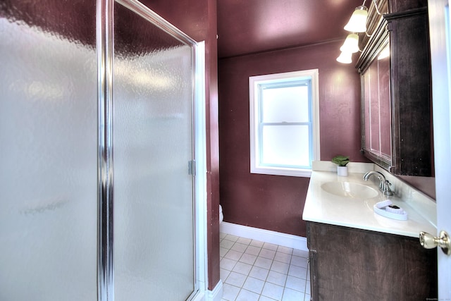 100 Union Ave, West Haven, CT 06516 - full bath featuring tile patterned flooring, vanity, a shower stall, and baseboards