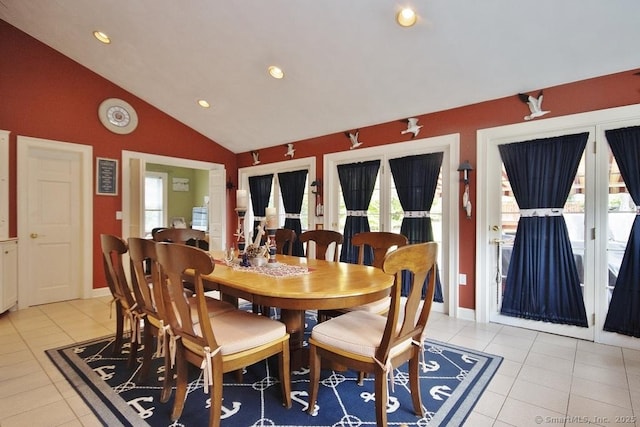 2 Tamshell Dr, Kent, CT 06757 - dining room with light tile patterned floors, recessed lighting, high vaulted ceiling, and baseboards