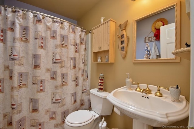 2 Tamshell Dr, Kent, CT 06757 - full bathroom featuring toilet, a sink, and curtained shower