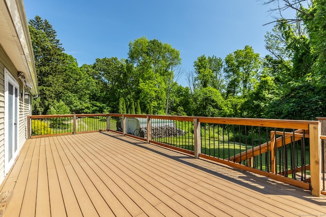 23 Ross Rd, Preston, CT 06365 - wooden deck featuring view of wooded area