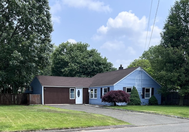 1 Stoughton Rd, Southington, CT 06489 - ranch-style home with asphalt driveway, a chimney, and a shingled roof
