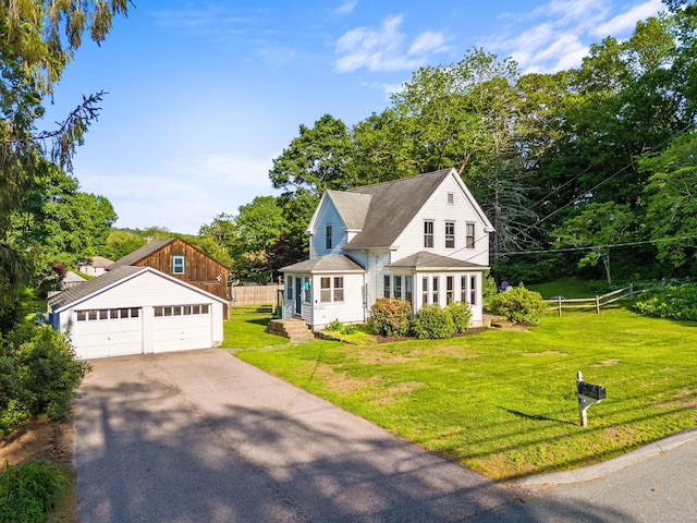 5 Maple Corners Rd, Ledyard, CT 06335 - view of front facade featuring an outdoor structure, a detached garage, and driveway