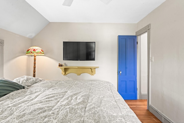 5 Maple Corners Rd, Ledyard, CT 06335 - bedroom featuring wood finished floors, vaulted ceiling, and ceiling fan