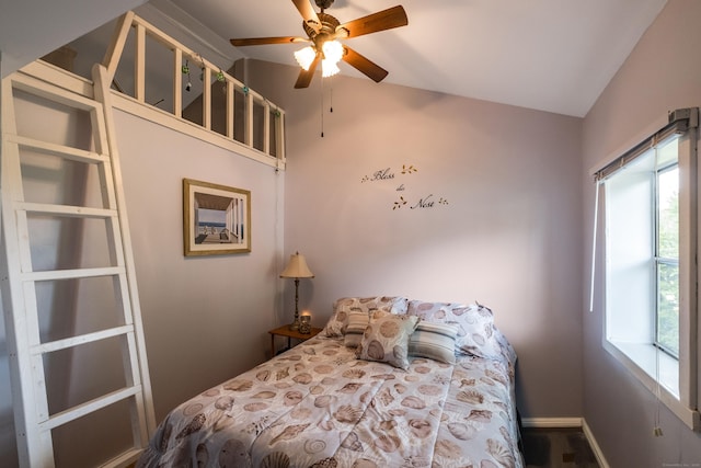45 E St, Madison, CT 06443 - bedroom with vaulted ceiling, baseboards, and ceiling fan