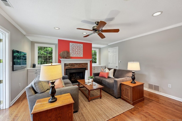 20 Cherry Ln, Madison, CT 06443 - living area featuring light wood-style floors, baseboards, ceiling fan, recessed lighting, and a fireplace