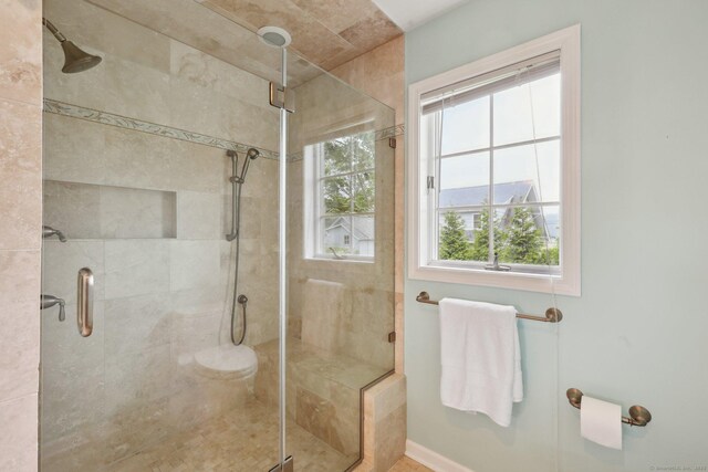 20 Cherry Ln, Madison, CT 06443 - bathroom featuring a stall shower and toilet