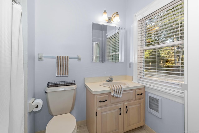 3 Dan Beard Ln, Redding, CT 06896 - full bath featuring vanity, heating unit, toilet, and a shower with curtain