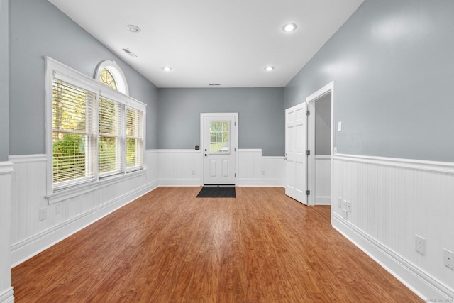 3 Dan Beard Ln, Redding, CT 06896 - entrance foyer with wainscoting, wood finished floors, and recessed lighting